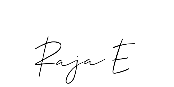 It looks lik you need a new signature style for name Raja E. Design unique handwritten (Allison_Script) signature with our free signature maker in just a few clicks. Raja E signature style 2 images and pictures png
