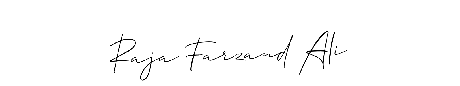 Allison_Script is a professional signature style that is perfect for those who want to add a touch of class to their signature. It is also a great choice for those who want to make their signature more unique. Get Raja Farzand Ali name to fancy signature for free. Raja Farzand Ali signature style 2 images and pictures png