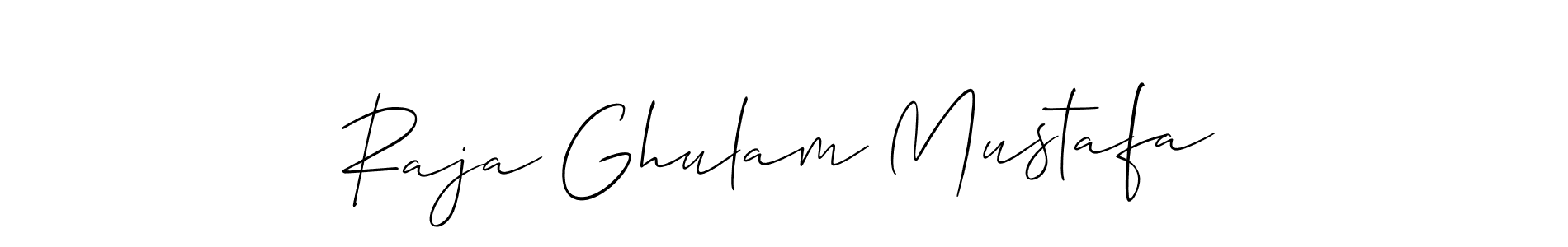 How to make Raja Ghulam Mustafa name signature. Use Allison_Script style for creating short signs online. This is the latest handwritten sign. Raja Ghulam Mustafa signature style 2 images and pictures png