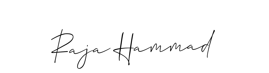 Use a signature maker to create a handwritten signature online. With this signature software, you can design (Allison_Script) your own signature for name Raja Hammad. Raja Hammad signature style 2 images and pictures png