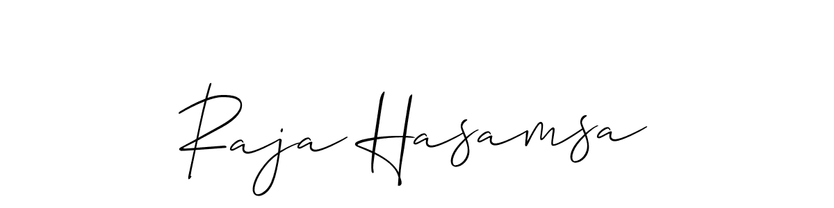 How to make Raja Hasamsa signature? Allison_Script is a professional autograph style. Create handwritten signature for Raja Hasamsa name. Raja Hasamsa signature style 2 images and pictures png