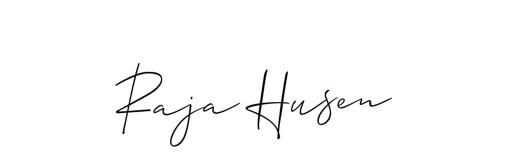 How to make Raja Husen name signature. Use Allison_Script style for creating short signs online. This is the latest handwritten sign. Raja Husen signature style 2 images and pictures png