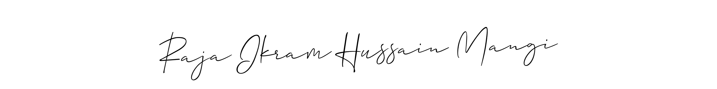 It looks lik you need a new signature style for name Raja Ikram Hussain Mangi. Design unique handwritten (Allison_Script) signature with our free signature maker in just a few clicks. Raja Ikram Hussain Mangi signature style 2 images and pictures png