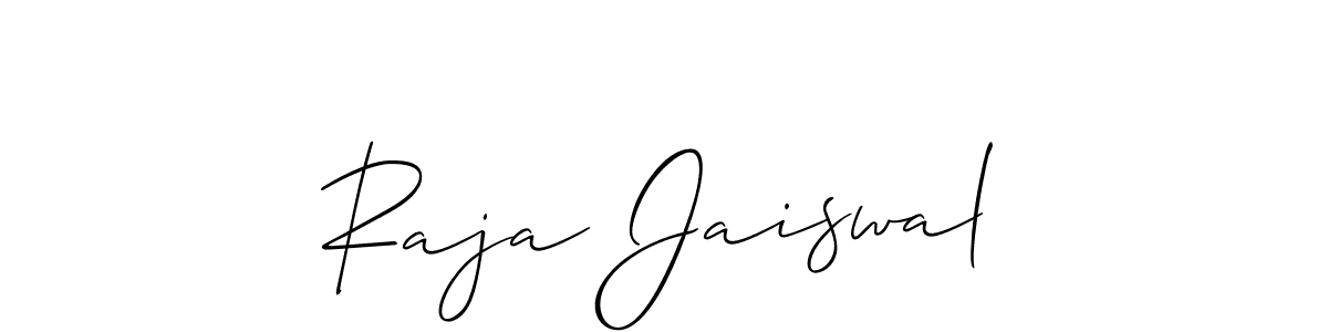 Make a beautiful signature design for name Raja Jaiswal. With this signature (Allison_Script) style, you can create a handwritten signature for free. Raja Jaiswal signature style 2 images and pictures png
