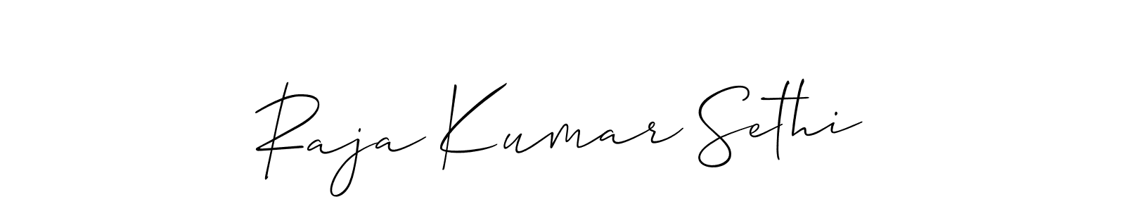 Use a signature maker to create a handwritten signature online. With this signature software, you can design (Allison_Script) your own signature for name Raja Kumar Sethi. Raja Kumar Sethi signature style 2 images and pictures png