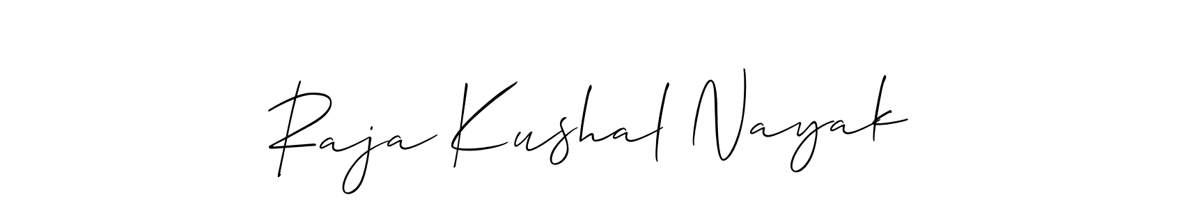 Make a short Raja Kushal Nayak signature style. Manage your documents anywhere anytime using Allison_Script. Create and add eSignatures, submit forms, share and send files easily. Raja Kushal Nayak signature style 2 images and pictures png