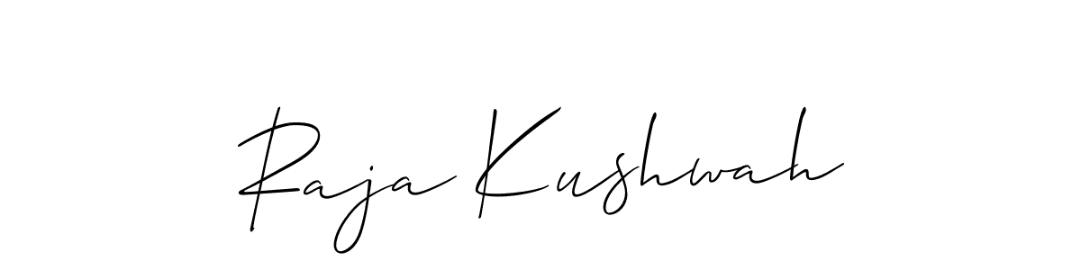 Allison_Script is a professional signature style that is perfect for those who want to add a touch of class to their signature. It is also a great choice for those who want to make their signature more unique. Get Raja Kushwah name to fancy signature for free. Raja Kushwah signature style 2 images and pictures png