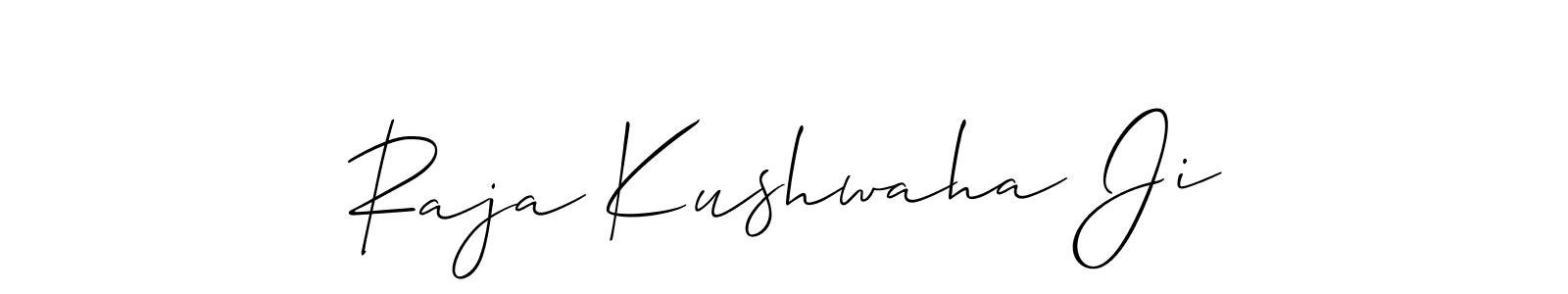 Also we have Raja Kushwaha Ji name is the best signature style. Create professional handwritten signature collection using Allison_Script autograph style. Raja Kushwaha Ji signature style 2 images and pictures png