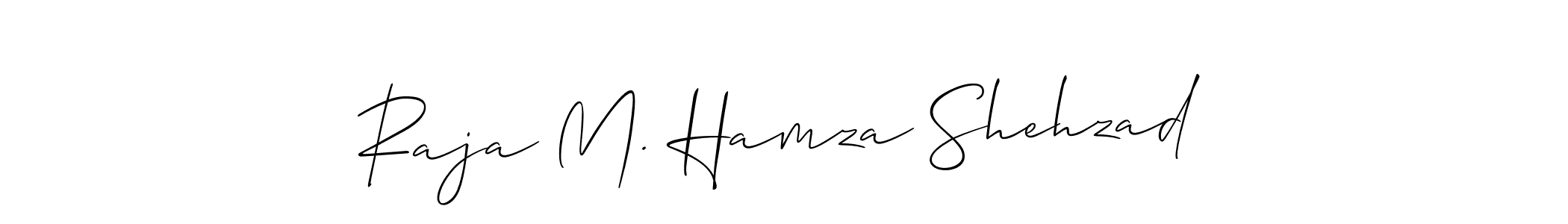 The best way (Allison_Script) to make a short signature is to pick only two or three words in your name. The name Raja M. Hamza Shehzad include a total of six letters. For converting this name. Raja M. Hamza Shehzad signature style 2 images and pictures png