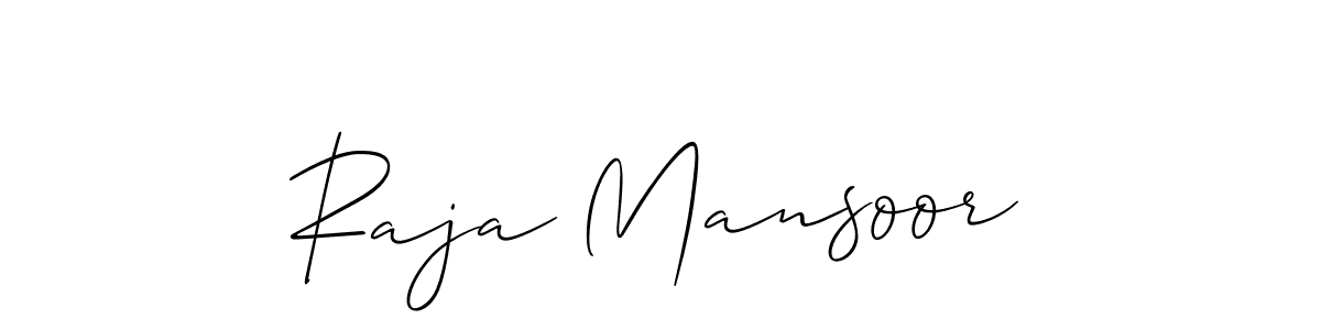 It looks lik you need a new signature style for name Raja Mansoor. Design unique handwritten (Allison_Script) signature with our free signature maker in just a few clicks. Raja Mansoor signature style 2 images and pictures png