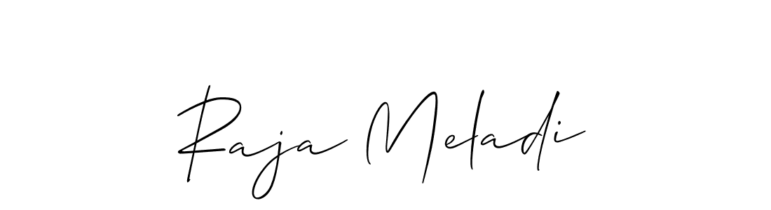 Similarly Allison_Script is the best handwritten signature design. Signature creator online .You can use it as an online autograph creator for name Raja Meladi. Raja Meladi signature style 2 images and pictures png
