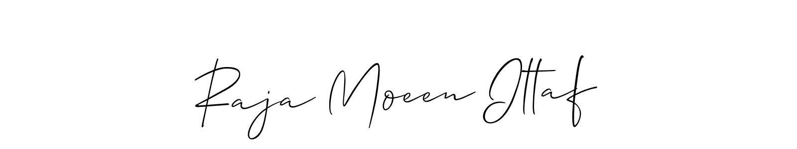 Use a signature maker to create a handwritten signature online. With this signature software, you can design (Allison_Script) your own signature for name Raja Moeen Iltaf. Raja Moeen Iltaf signature style 2 images and pictures png