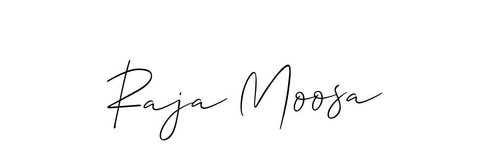 The best way (Allison_Script) to make a short signature is to pick only two or three words in your name. The name Raja Moosa include a total of six letters. For converting this name. Raja Moosa signature style 2 images and pictures png