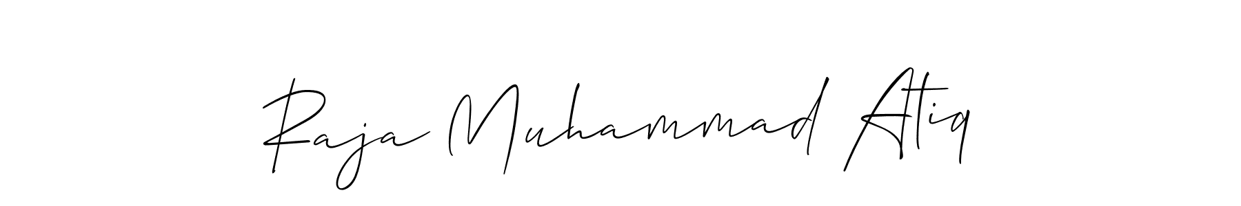 Also You can easily find your signature by using the search form. We will create Raja Muhammad Atiq name handwritten signature images for you free of cost using Allison_Script sign style. Raja Muhammad Atiq signature style 2 images and pictures png