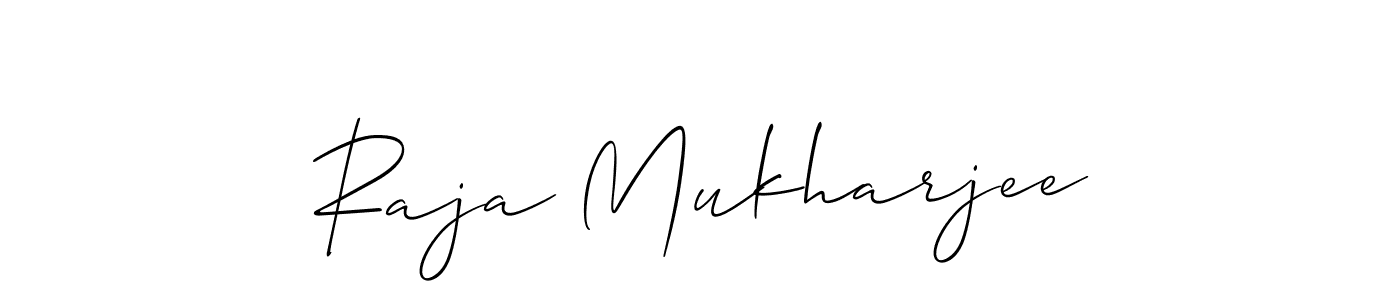 How to make Raja Mukharjee name signature. Use Allison_Script style for creating short signs online. This is the latest handwritten sign. Raja Mukharjee signature style 2 images and pictures png