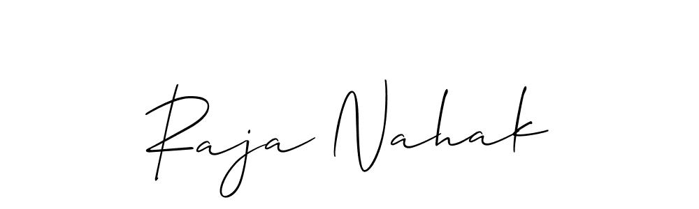 Make a beautiful signature design for name Raja Nahak. With this signature (Allison_Script) style, you can create a handwritten signature for free. Raja Nahak signature style 2 images and pictures png