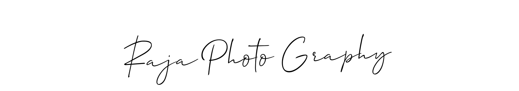 Use a signature maker to create a handwritten signature online. With this signature software, you can design (Allison_Script) your own signature for name Raja Photo Graphy. Raja Photo Graphy signature style 2 images and pictures png