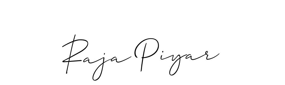 Use a signature maker to create a handwritten signature online. With this signature software, you can design (Allison_Script) your own signature for name Raja Piyar. Raja Piyar signature style 2 images and pictures png