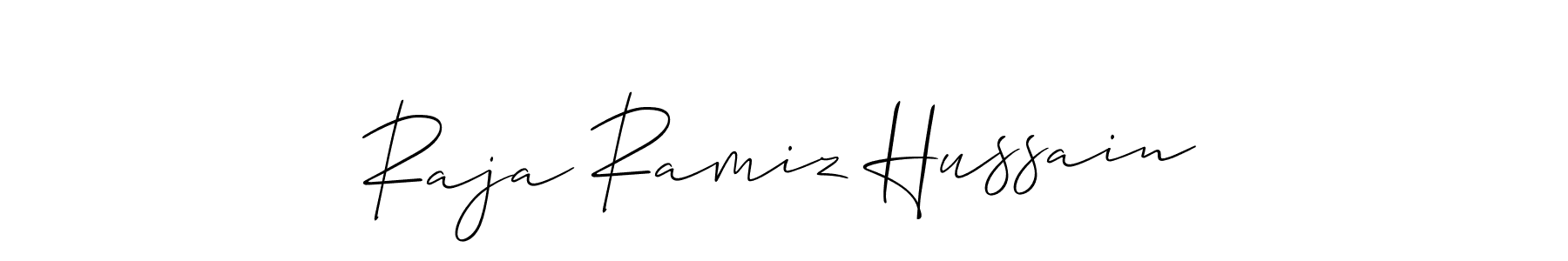 Create a beautiful signature design for name Raja Ramiz Hussain. With this signature (Allison_Script) fonts, you can make a handwritten signature for free. Raja Ramiz Hussain signature style 2 images and pictures png