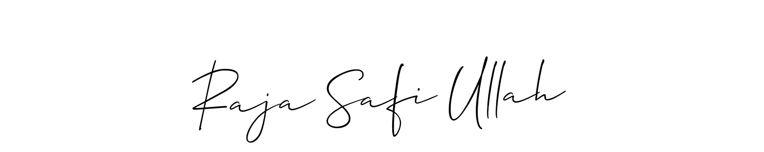 Allison_Script is a professional signature style that is perfect for those who want to add a touch of class to their signature. It is also a great choice for those who want to make their signature more unique. Get Raja Safi Ullah name to fancy signature for free. Raja Safi Ullah signature style 2 images and pictures png