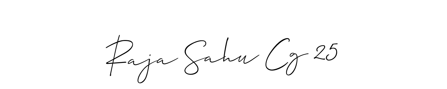 Make a beautiful signature design for name Raja Sahu Cg 25. With this signature (Allison_Script) style, you can create a handwritten signature for free. Raja Sahu Cg 25 signature style 2 images and pictures png