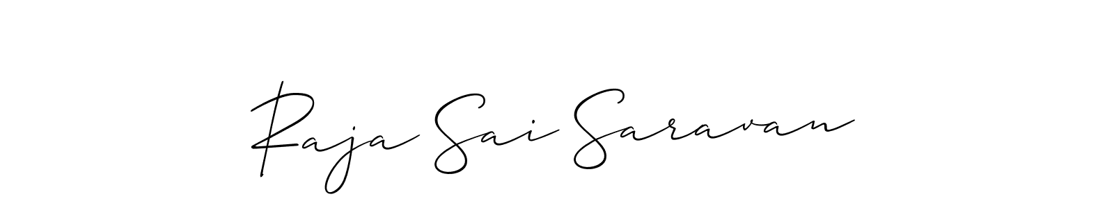 How to Draw Raja Sai Saravan signature style? Allison_Script is a latest design signature styles for name Raja Sai Saravan. Raja Sai Saravan signature style 2 images and pictures png