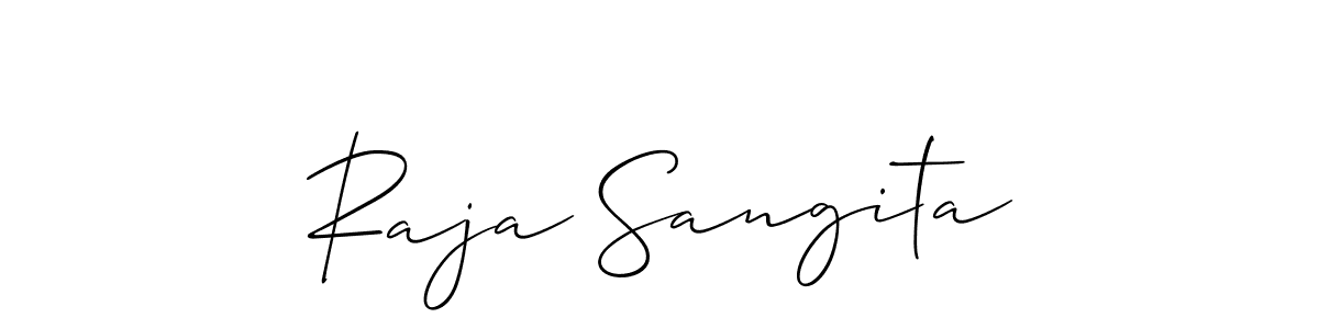 Allison_Script is a professional signature style that is perfect for those who want to add a touch of class to their signature. It is also a great choice for those who want to make their signature more unique. Get Raja Sangita name to fancy signature for free. Raja Sangita signature style 2 images and pictures png