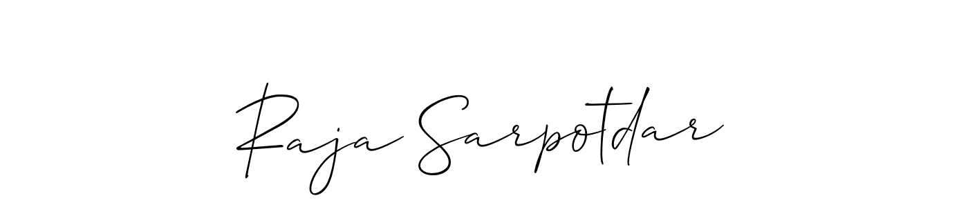 Design your own signature with our free online signature maker. With this signature software, you can create a handwritten (Allison_Script) signature for name Raja Sarpotdar. Raja Sarpotdar signature style 2 images and pictures png