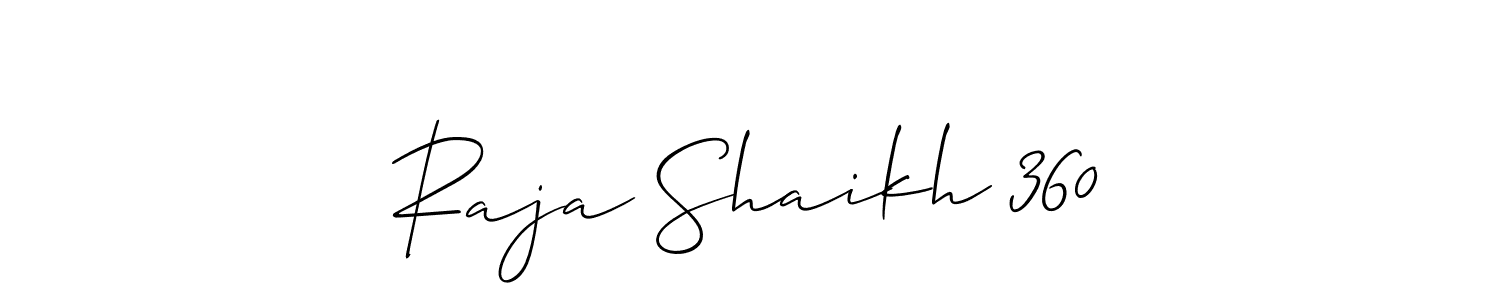 You should practise on your own different ways (Allison_Script) to write your name (Raja Shaikh 360) in signature. don't let someone else do it for you. Raja Shaikh 360 signature style 2 images and pictures png