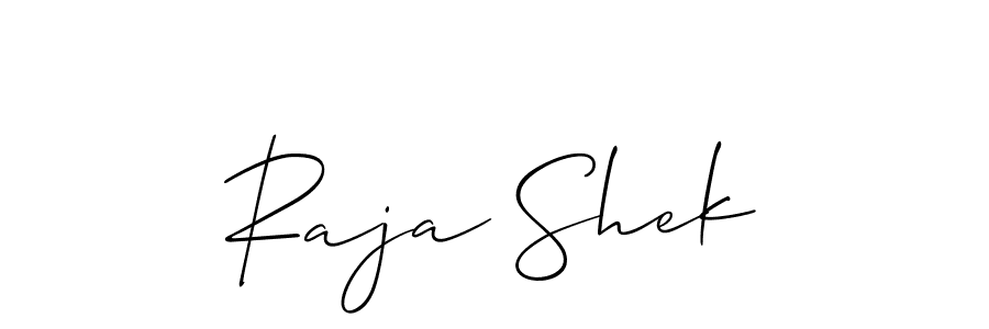 Make a beautiful signature design for name Raja Shek. With this signature (Allison_Script) style, you can create a handwritten signature for free. Raja Shek signature style 2 images and pictures png