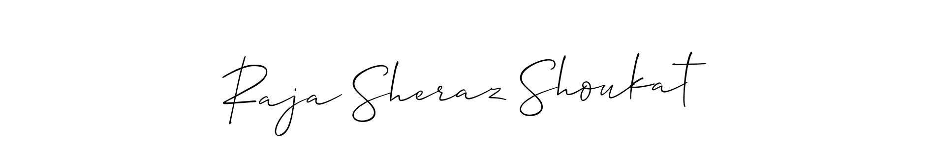 Create a beautiful signature design for name Raja Sheraz Shoukat. With this signature (Allison_Script) fonts, you can make a handwritten signature for free. Raja Sheraz Shoukat signature style 2 images and pictures png