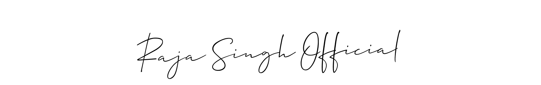 Allison_Script is a professional signature style that is perfect for those who want to add a touch of class to their signature. It is also a great choice for those who want to make their signature more unique. Get Raja Singh Official name to fancy signature for free. Raja Singh Official signature style 2 images and pictures png