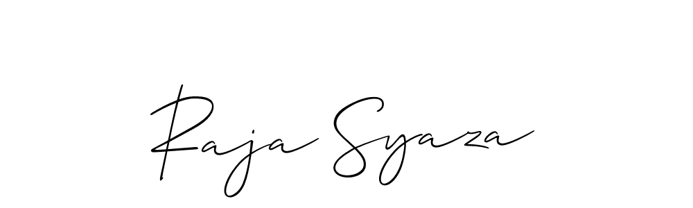 Also You can easily find your signature by using the search form. We will create Raja Syaza name handwritten signature images for you free of cost using Allison_Script sign style. Raja Syaza signature style 2 images and pictures png