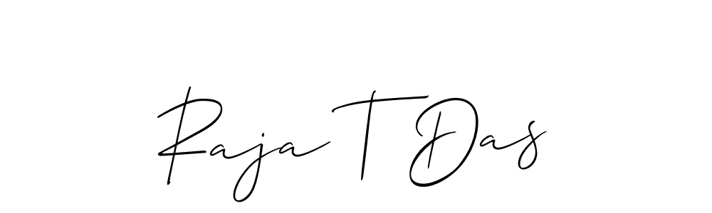 if you are searching for the best signature style for your name Raja T Das. so please give up your signature search. here we have designed multiple signature styles  using Allison_Script. Raja T Das signature style 2 images and pictures png