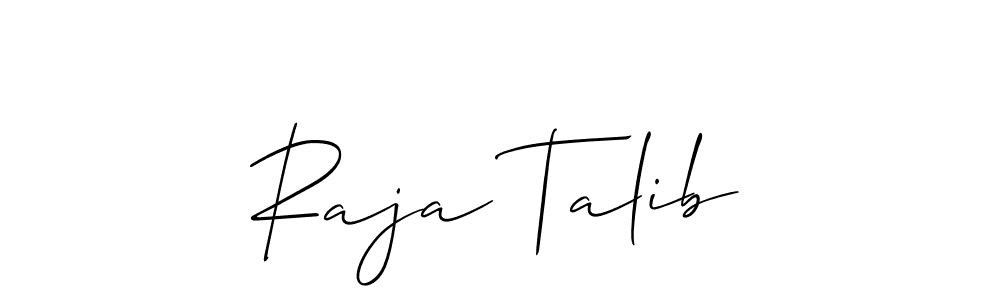 Use a signature maker to create a handwritten signature online. With this signature software, you can design (Allison_Script) your own signature for name Raja Talib. Raja Talib signature style 2 images and pictures png