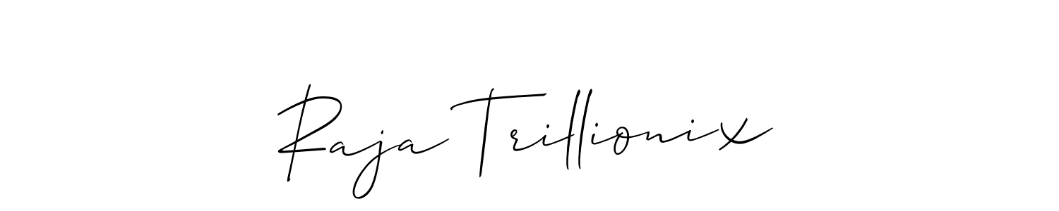 Similarly Allison_Script is the best handwritten signature design. Signature creator online .You can use it as an online autograph creator for name Raja Trillionix. Raja Trillionix signature style 2 images and pictures png