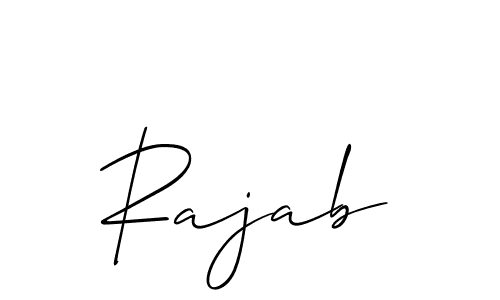 Also we have Rajab name is the best signature style. Create professional handwritten signature collection using Allison_Script autograph style. Rajab signature style 2 images and pictures png
