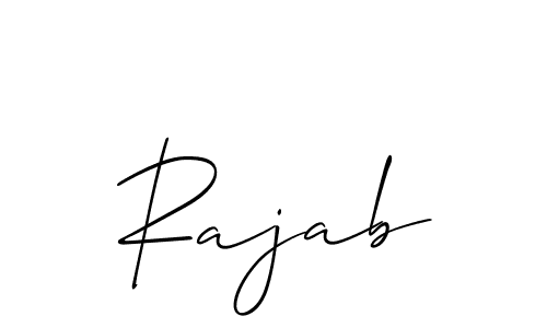 Also we have Rajab name is the best signature style. Create professional handwritten signature collection using Allison_Script autograph style. Rajab signature style 2 images and pictures png