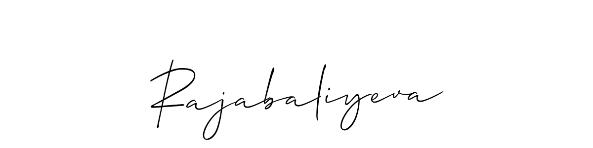 Use a signature maker to create a handwritten signature online. With this signature software, you can design (Allison_Script) your own signature for name Rajabaliyeva. Rajabaliyeva signature style 2 images and pictures png