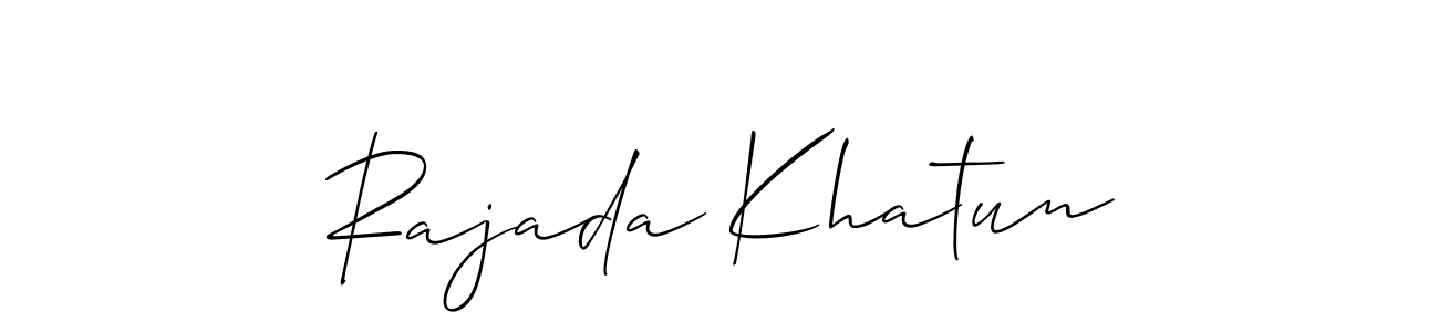 Allison_Script is a professional signature style that is perfect for those who want to add a touch of class to their signature. It is also a great choice for those who want to make their signature more unique. Get Rajada Khatun name to fancy signature for free. Rajada Khatun signature style 2 images and pictures png