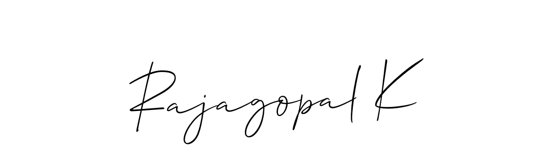 Also we have Rajagopal K name is the best signature style. Create professional handwritten signature collection using Allison_Script autograph style. Rajagopal K signature style 2 images and pictures png