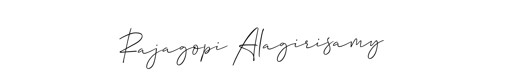 It looks lik you need a new signature style for name Rajagopi Alagirisamy. Design unique handwritten (Allison_Script) signature with our free signature maker in just a few clicks. Rajagopi Alagirisamy signature style 2 images and pictures png