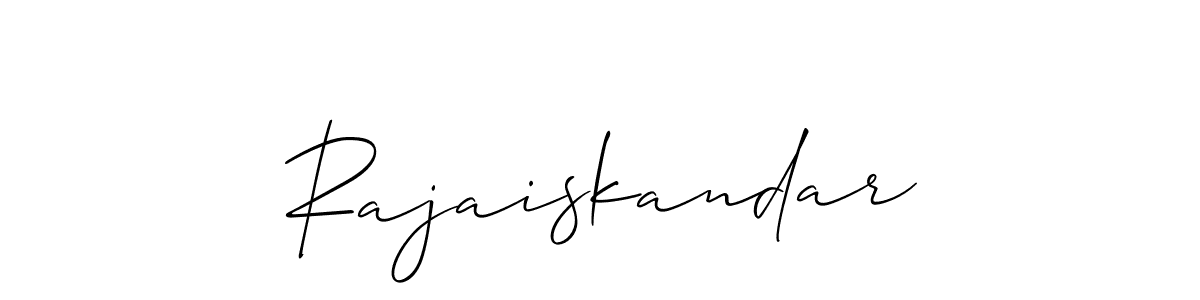 How to make Rajaiskandar name signature. Use Allison_Script style for creating short signs online. This is the latest handwritten sign. Rajaiskandar signature style 2 images and pictures png