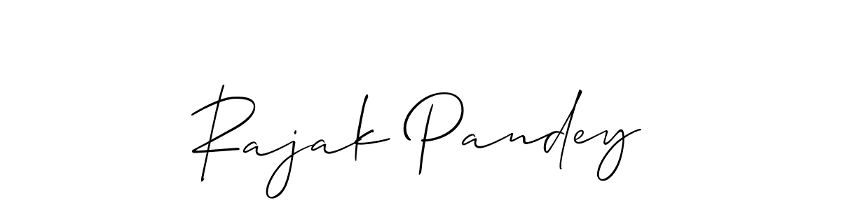 The best way (Allison_Script) to make a short signature is to pick only two or three words in your name. The name Rajak Pandey include a total of six letters. For converting this name. Rajak Pandey signature style 2 images and pictures png