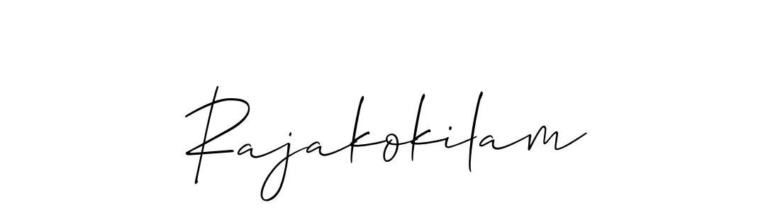 Rajakokilam stylish signature style. Best Handwritten Sign (Allison_Script) for my name. Handwritten Signature Collection Ideas for my name Rajakokilam. Rajakokilam signature style 2 images and pictures png