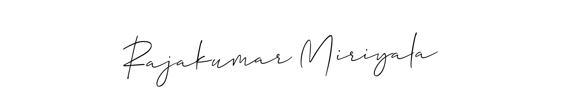 Make a short Rajakumar Miriyala signature style. Manage your documents anywhere anytime using Allison_Script. Create and add eSignatures, submit forms, share and send files easily. Rajakumar Miriyala signature style 2 images and pictures png