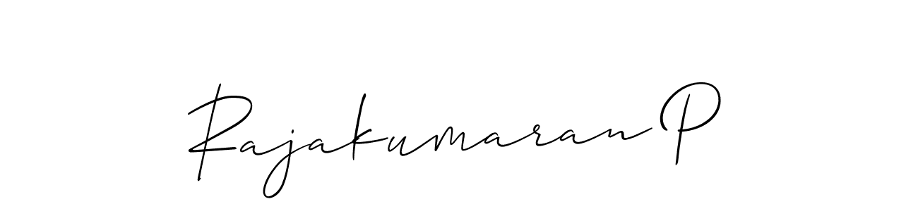 Create a beautiful signature design for name Rajakumaran P. With this signature (Allison_Script) fonts, you can make a handwritten signature for free. Rajakumaran P signature style 2 images and pictures png