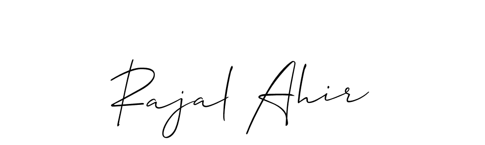 You should practise on your own different ways (Allison_Script) to write your name (Rajal Ahir) in signature. don't let someone else do it for you. Rajal Ahir signature style 2 images and pictures png