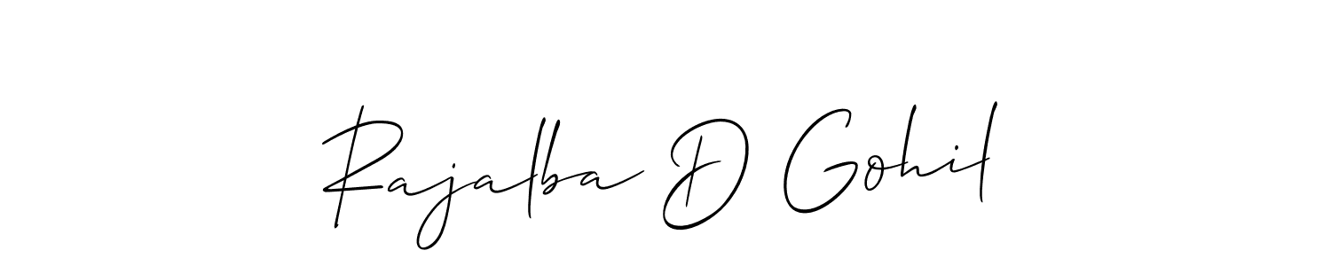 if you are searching for the best signature style for your name Rajalba D Gohil. so please give up your signature search. here we have designed multiple signature styles  using Allison_Script. Rajalba D Gohil signature style 2 images and pictures png