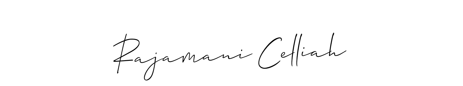 How to make Rajamani Celliah name signature. Use Allison_Script style for creating short signs online. This is the latest handwritten sign. Rajamani Celliah signature style 2 images and pictures png